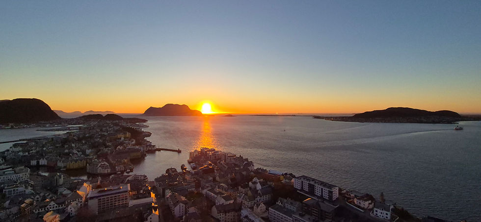 Sunset over a coastal town, part of my story.