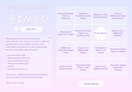 Data + Women NYC Bingo 