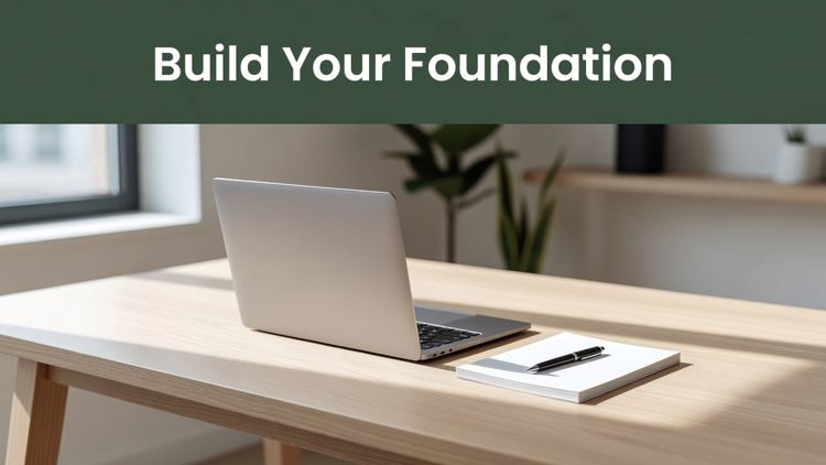 Modern workspace with a laptop representing the foundation of Google and Facebook marketing strategies for increasing sales and business growth.