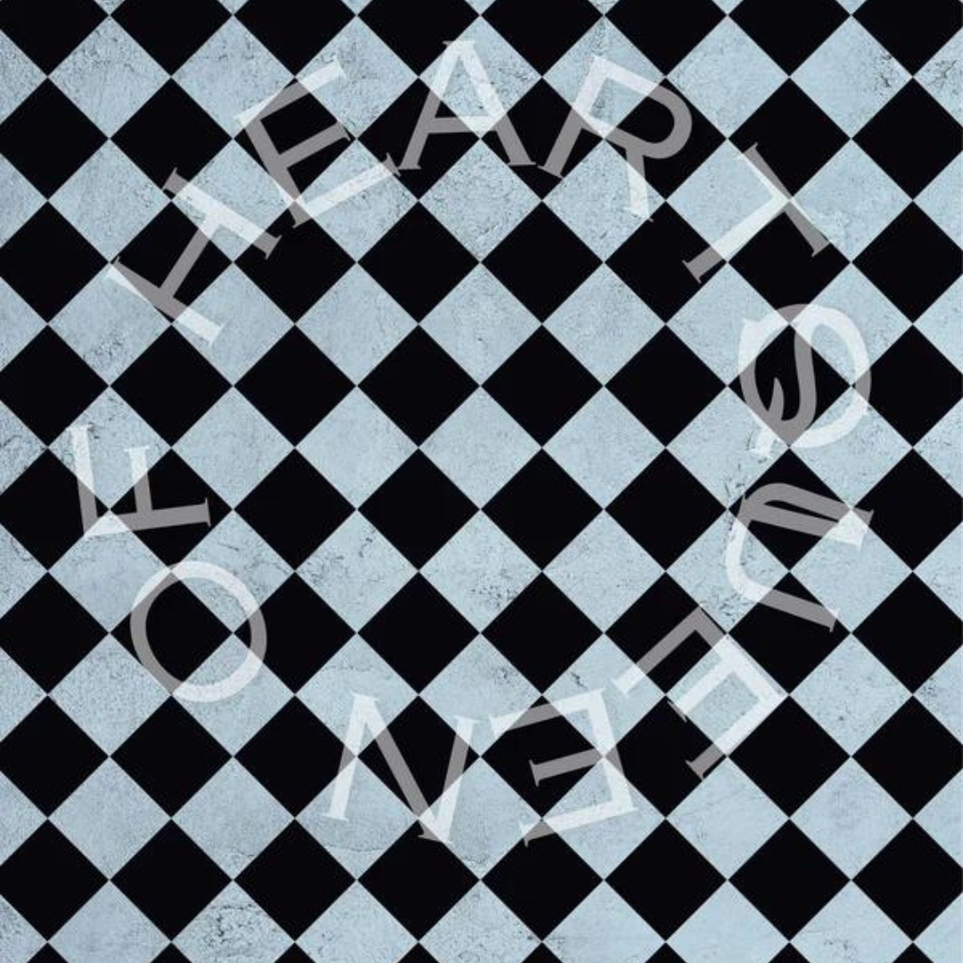 Queen of Hearts Rice Paper Prints - Grungy Blue Harlequin