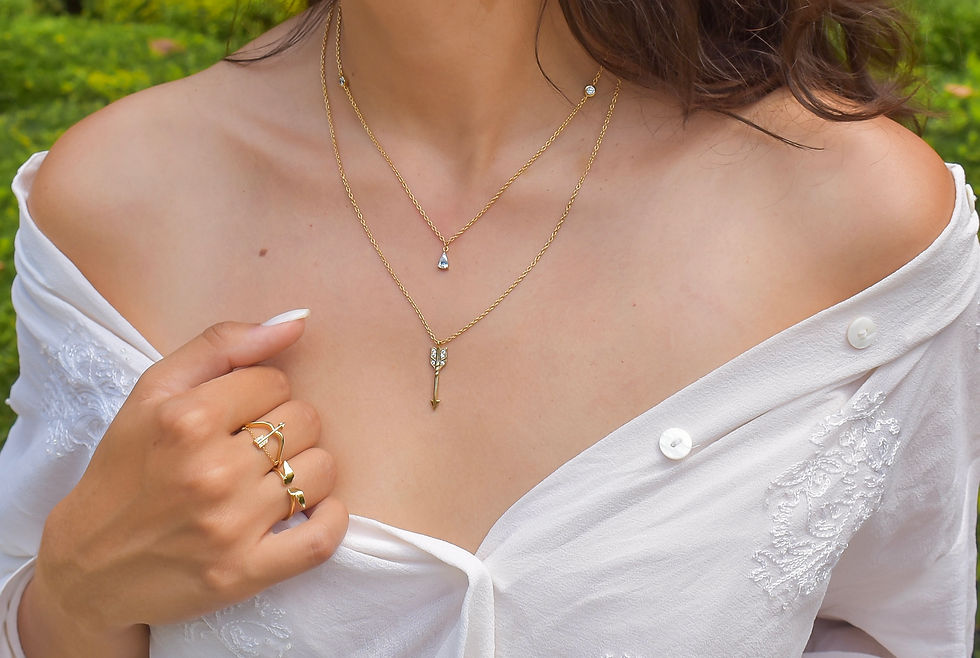 Gold arrow necklace, perfect for archers and archery