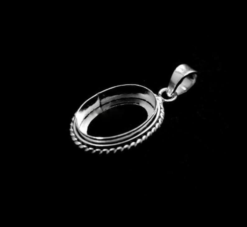 925 Sterling Silver Oval Shape Blank Bezel Pendant Setting, Bezel For Resin Work