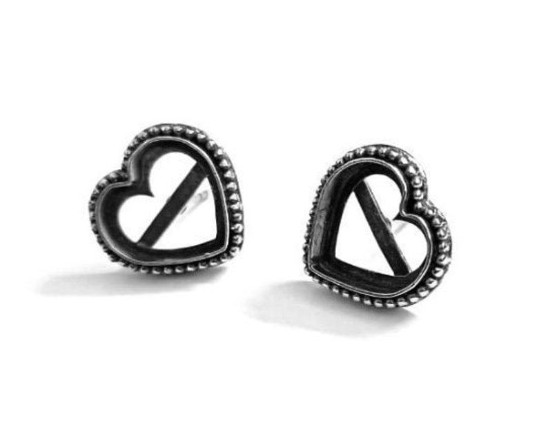 925 Sterling Silver Heart Shape Earring Blank Bezel Setting.