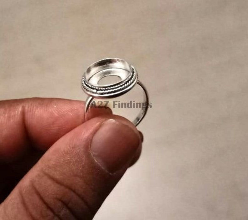 925 Sterling Silver Ring For Round Shape Gemstones, Bezel For Resin Work.