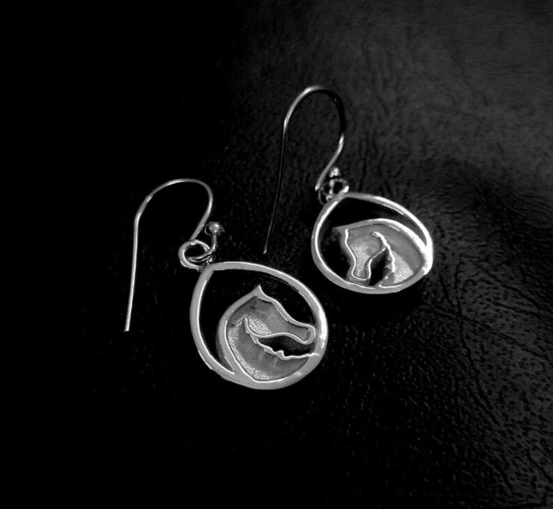 Thumbnail: Horse Face Earrings In 925 Sterling Silver Good Luck Resin Earrings,