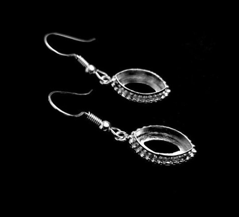 Thumbnail: 925 Sterling Silver Marquise Shape Earring Bezel Setting.
