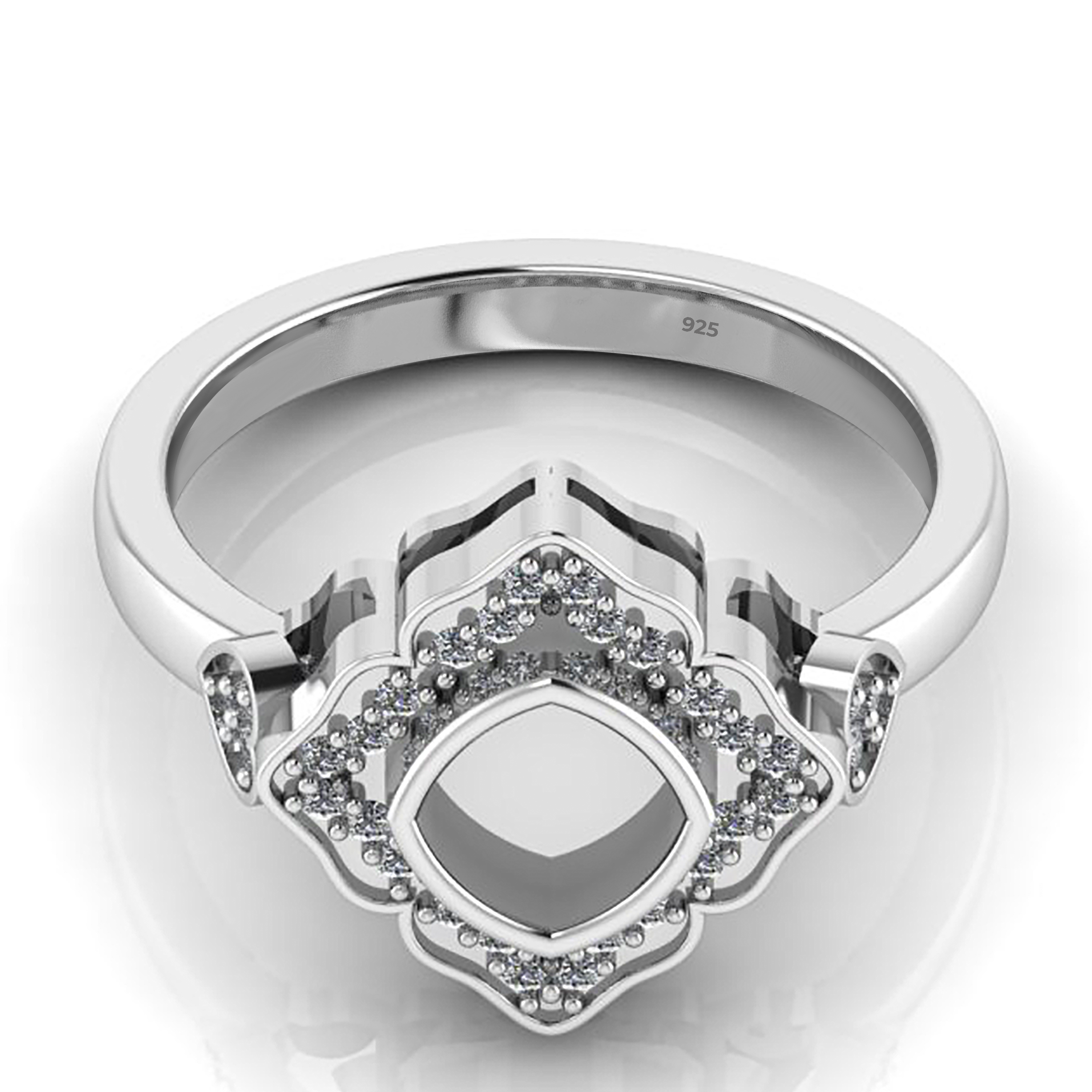 925 Sterling Silver 6MM Square Cushion Shape Ring With CZ Setting.