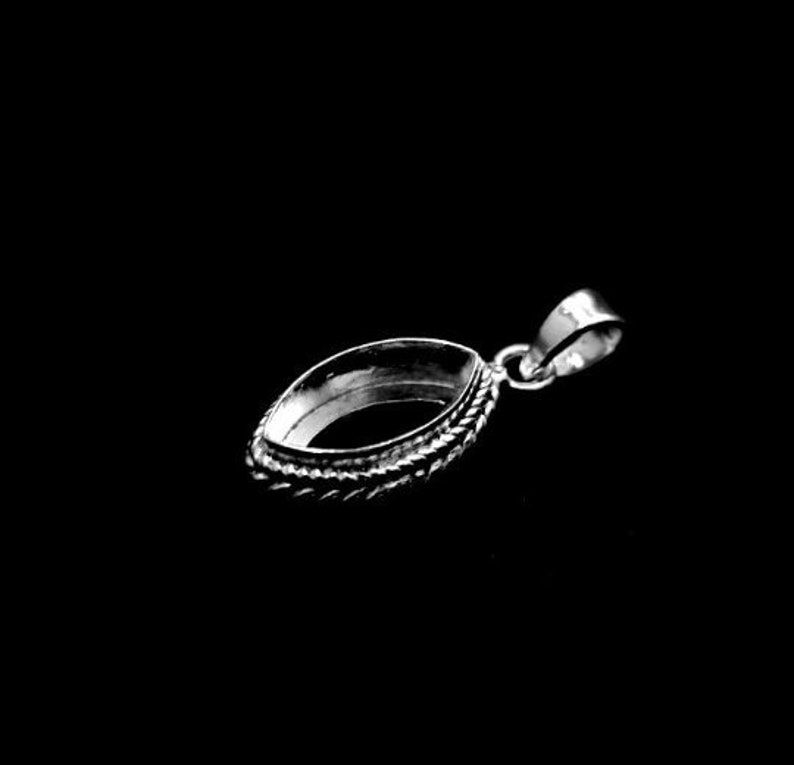 925 Sterling Silver Marquise Shape Pendant Bezel Setting.