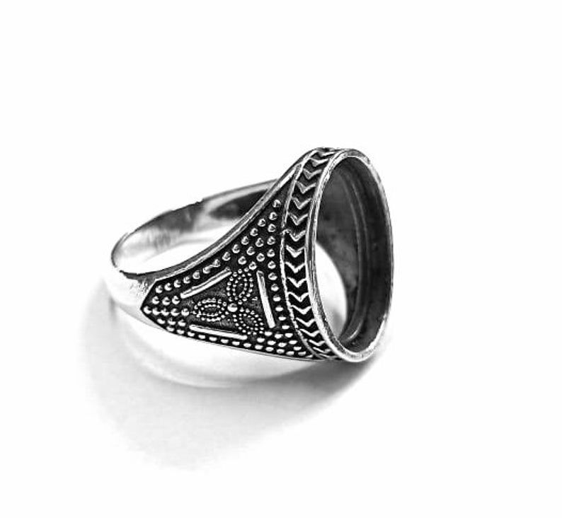 Thumbnail: Close Back 925 Sterling Silver Ring Making,Ring Setting,Mens' Ring