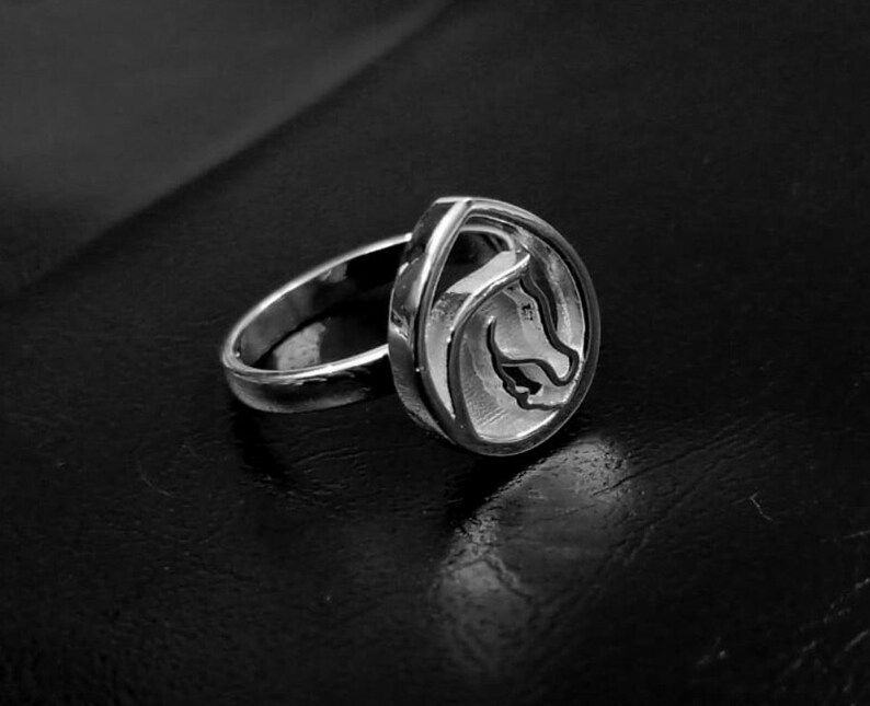 Thumbnail: Horse Face Ring In 925 Sterling Silver Good Luck Ring, Good Luck Ring Jewelry.