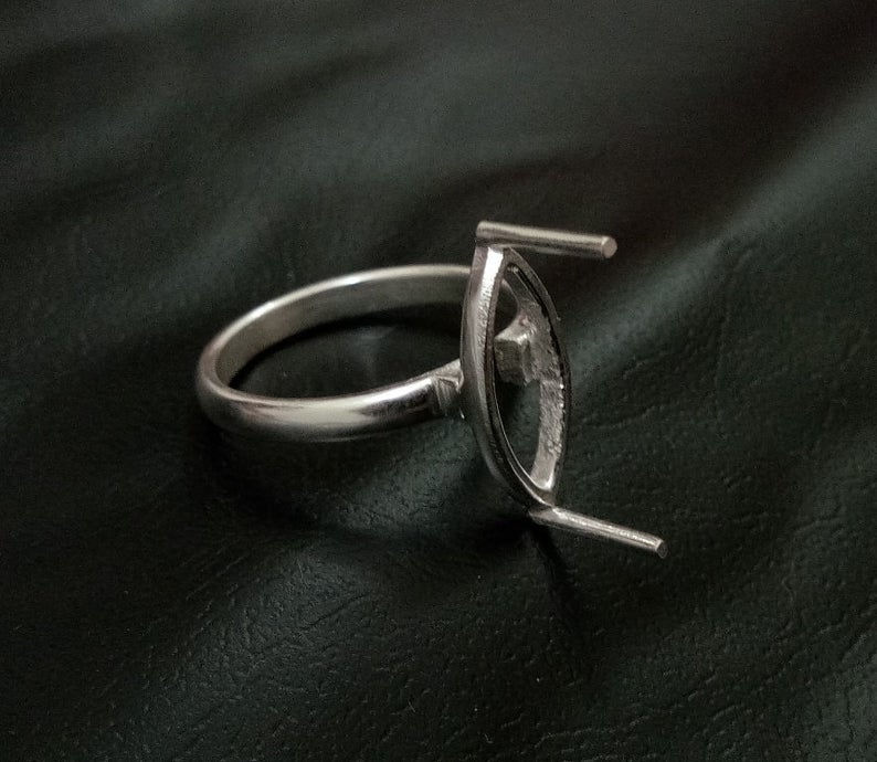 925 Sterling Silver Prong Bezel Cup For Marquise Ring Making-Casting For Ring