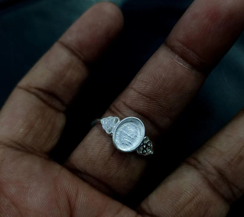 Thumbnail: 925 Sterling Silver Oval Shape Ring Bezel Setting For Resin & Gemstone Work.