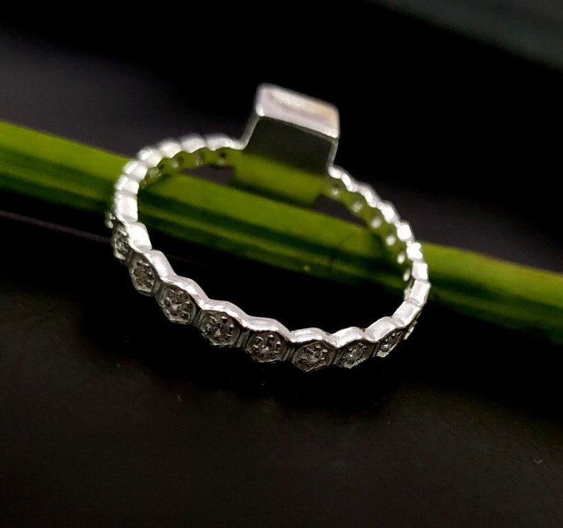 Thumbnail: 925 Sterling Silver Ring For Rectangle Shape Gemstone With Star.