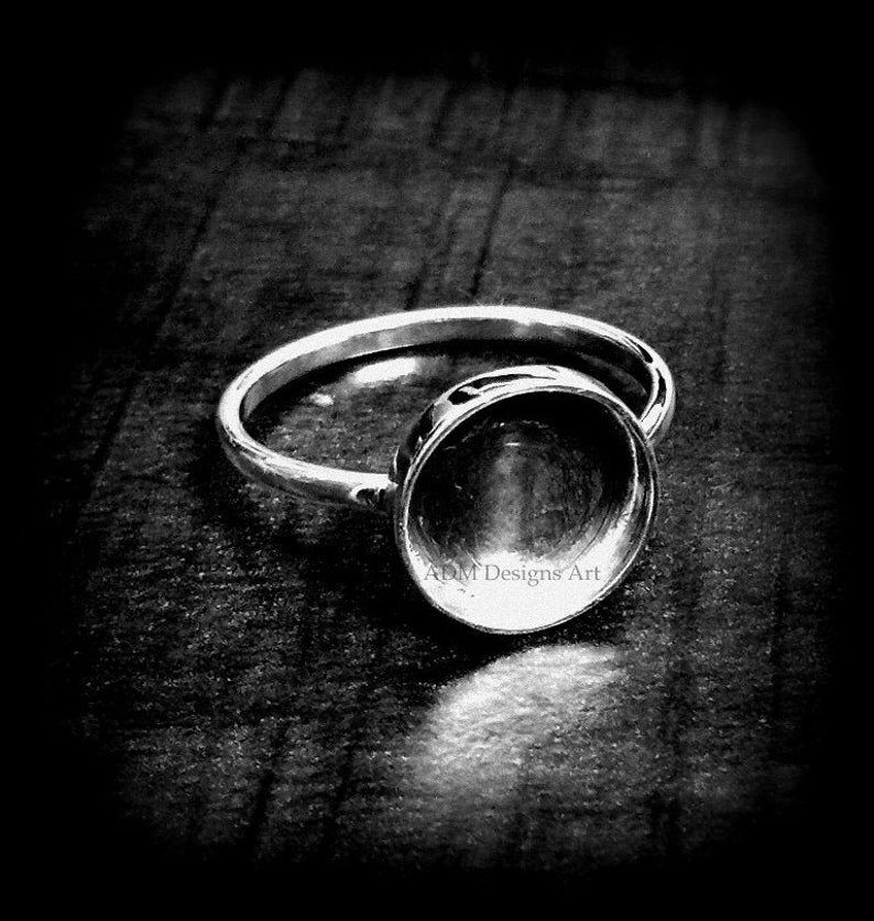 925 Sterling Silver Round Bezel Blank Cup Ring Setting,Round Cabochon Blank
