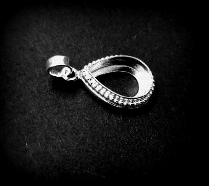 925 Sterling Silver Pendant Setting For Pear Shape Gemstone, Blank Pendant Base.