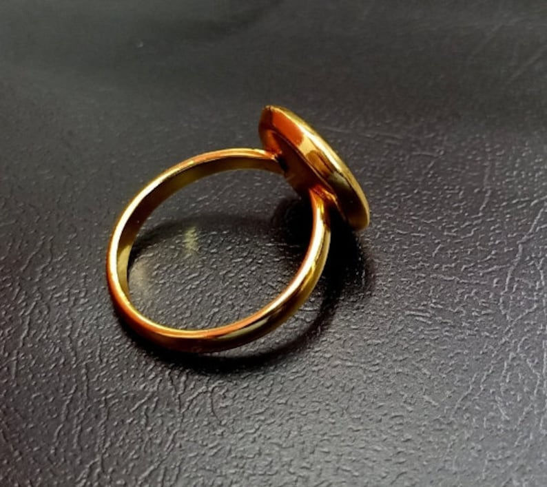 Thumbnail: Gold Plated Over 925 Sterling Silver Round Thick Bezel Blank Cup Ring Setting.