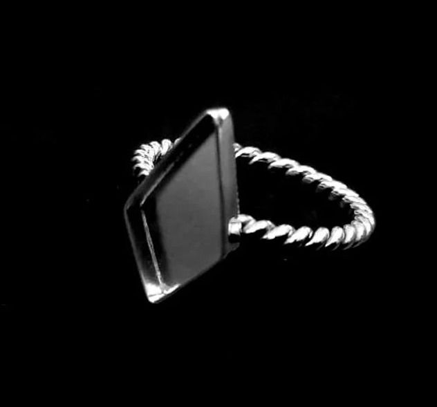 925 Sterling Silver Kite Shape Ring DIY, Anniversary Ring Silver Bezel Setting.