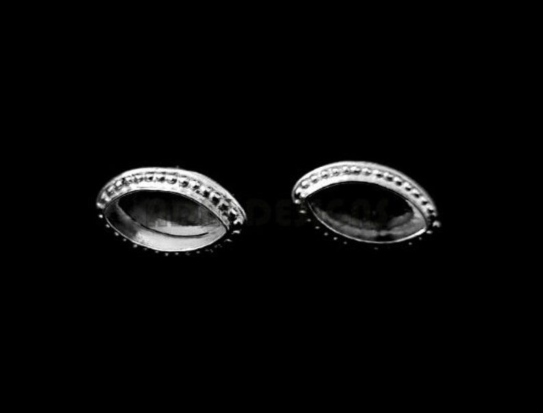 925 Sterling Silver Marquise Shape Studs Bezel Setting.