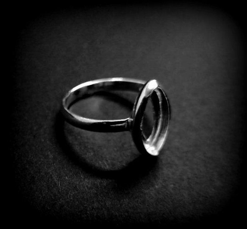 Thumbnail: 925 Sterling Silver Marquise Shape Ring Bezel Setting, Blank Ring Base.