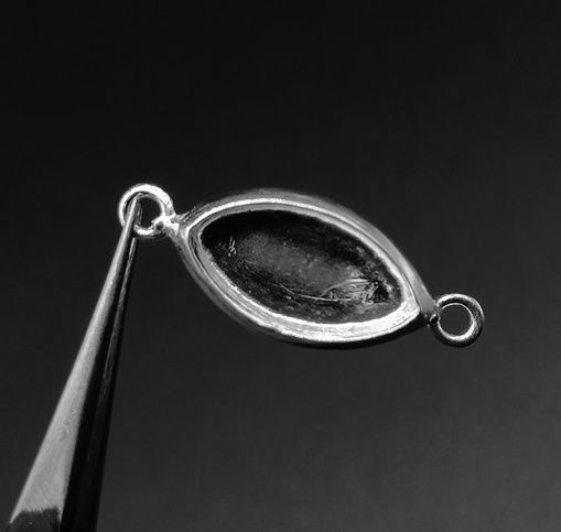 Thumbnail: 925 Sterling Silver Marquise Shape Thick Bezel Connector Blank Bezel Setting.