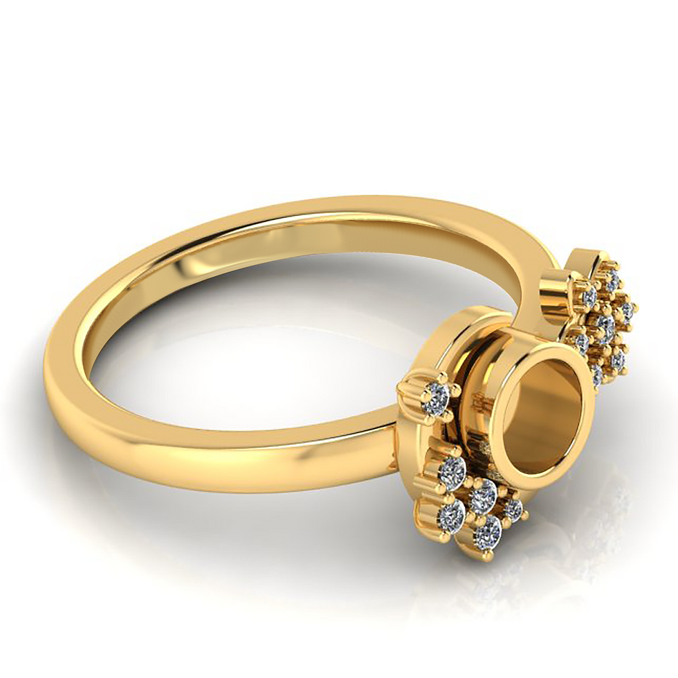 Thumbnail: 925 Sterling Silver Round Shape 6 MM Bezel Fancy Ring With CZ Gemstone.