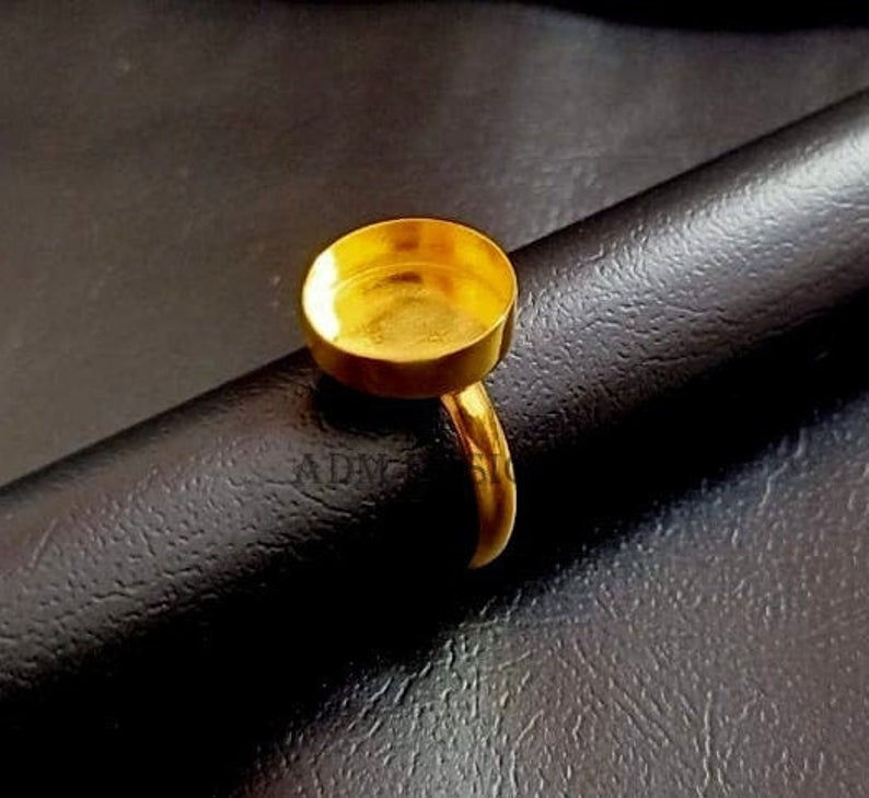 925 Sterling Silver Round Bezel Blank Cup Gold Plated Ring Setting,Round