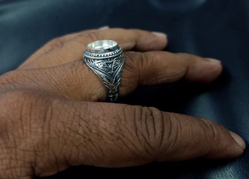 Thumbnail: 925 Sterling Silver Mens Ring For Resin Work, Keepsake Jewelry, Rings For Gents.