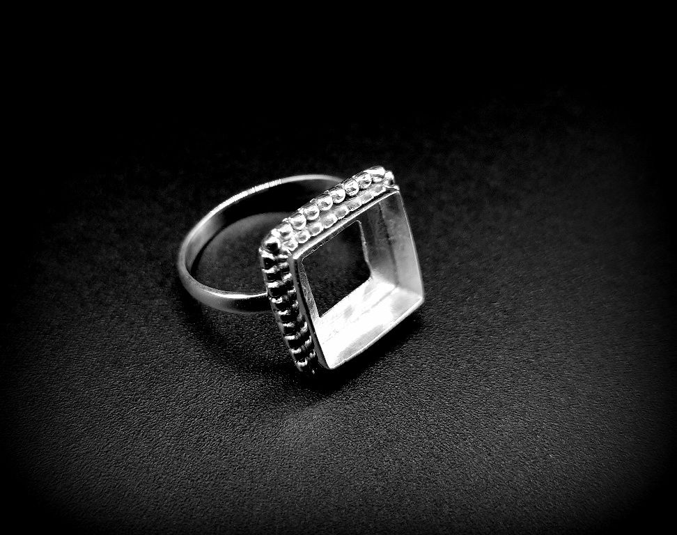 Thumbnail: 925 Sterling Silver Blank Square Shape Ring Bezel Setting DIY.