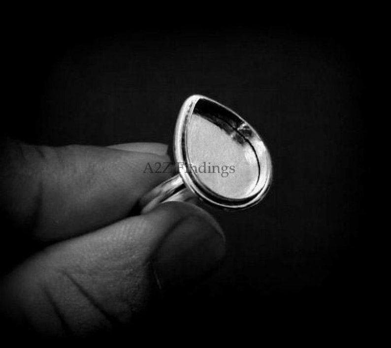Thumbnail: 925 Sterling Silver Handmade Bezel Ring Setting For Pear Shape Gemstone
