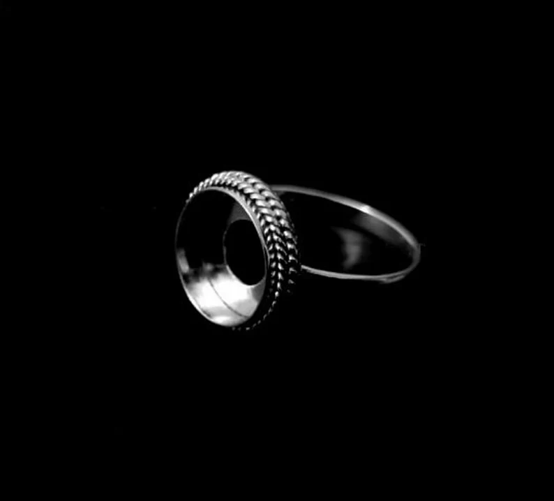 Thumbnail: 925 Sterling Silver Ring For Round Shape Gemstone, Ring Bezel Setting Cup.