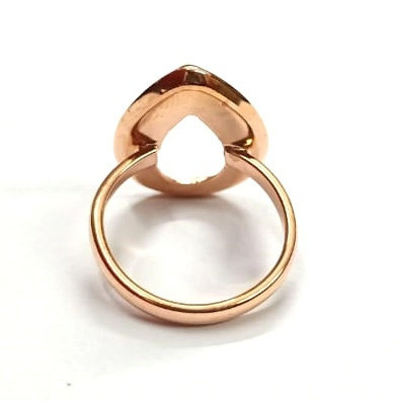 Thumbnail: Rose Gold Plated Over 925 Sterling Silver Thick Bezel Cup For Pear Ring For Ring