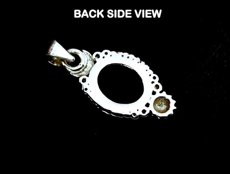 Thumbnail: 925 Sterling Silver Boho Style Pendant Bezel For 10X8 MM Oval Shape Gemstones.