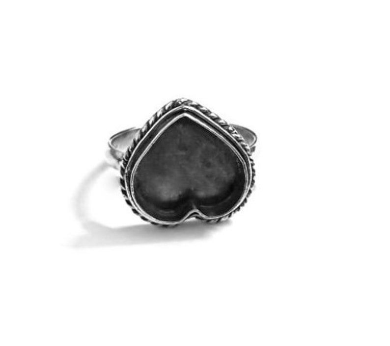 925 Sterling Silver Ring Bezel For Heart Shape Gemstone, Ring Bezel For Resin.