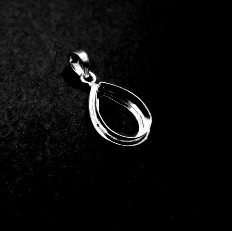 Thumbnail: 925 Sterling Silver Pendant Setting For Pear Shape Gemstone, Blank Pendant Base.