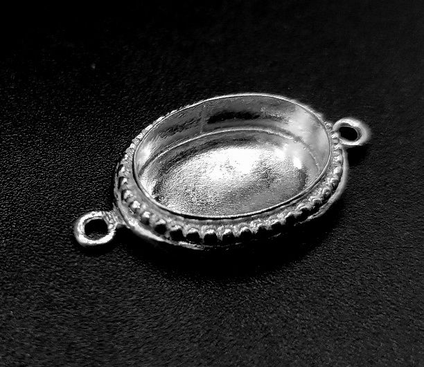 925 Sterling Silver Oval Shape Connector Blank Bezel Setting,