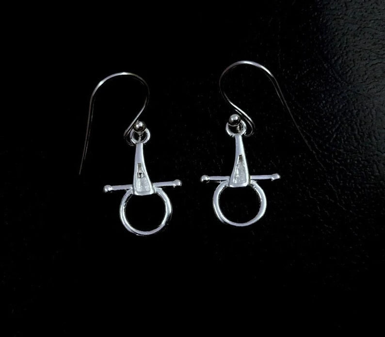 Thumbnail: 925 Sterling Silver Horse Snaffle Bit Earrings Studs, Luck Resin Studs Blank.