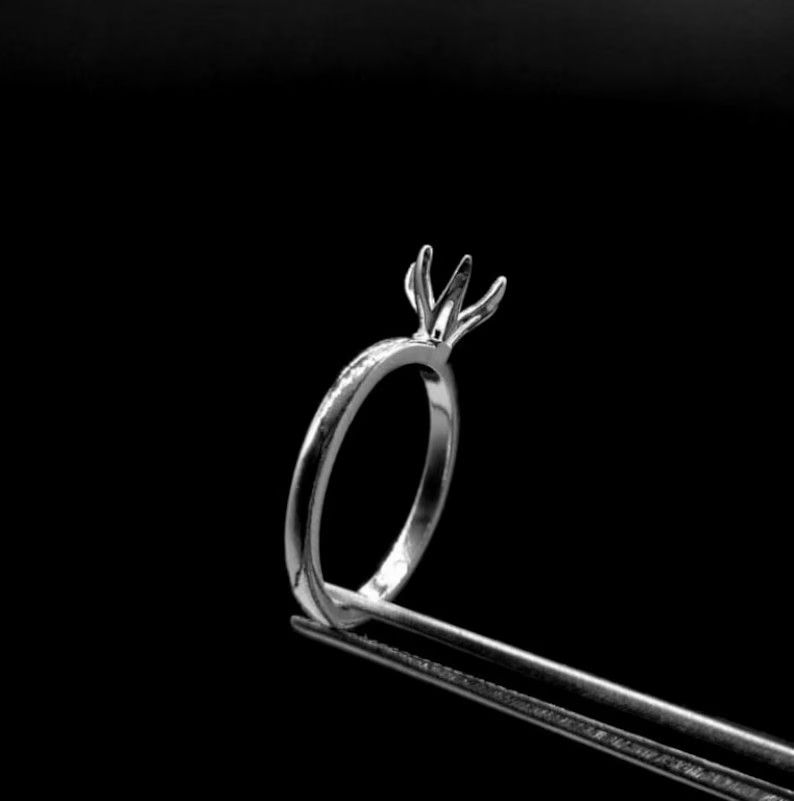 Thumbnail: 925 Sterling Silver Round Engagement Ring Blank Bezel Setting For 5MM-6MM Stone.