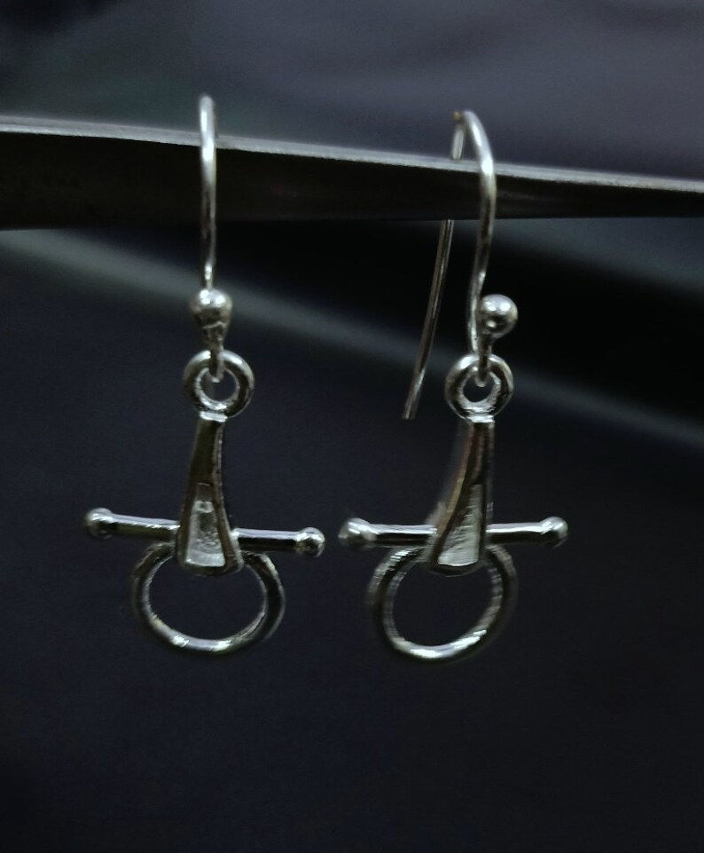 Thumbnail: 925 Sterling Silver Horse Snaffle Bit Earrings Studs, Luck Resin Studs Blank.