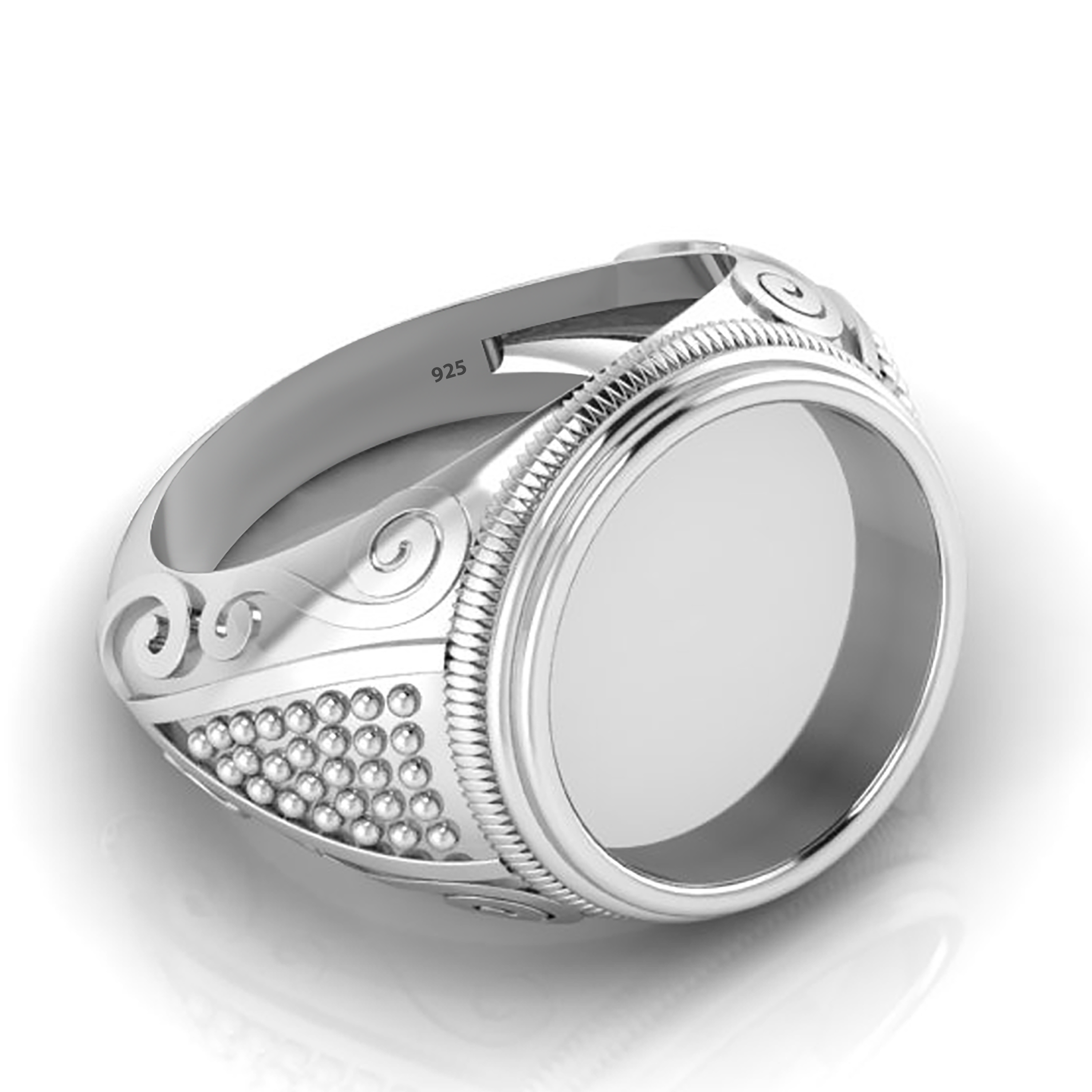 925 Sterling Silver 14 MM Round Shape Bezel Men's Ring, Designer Ring For Men's.