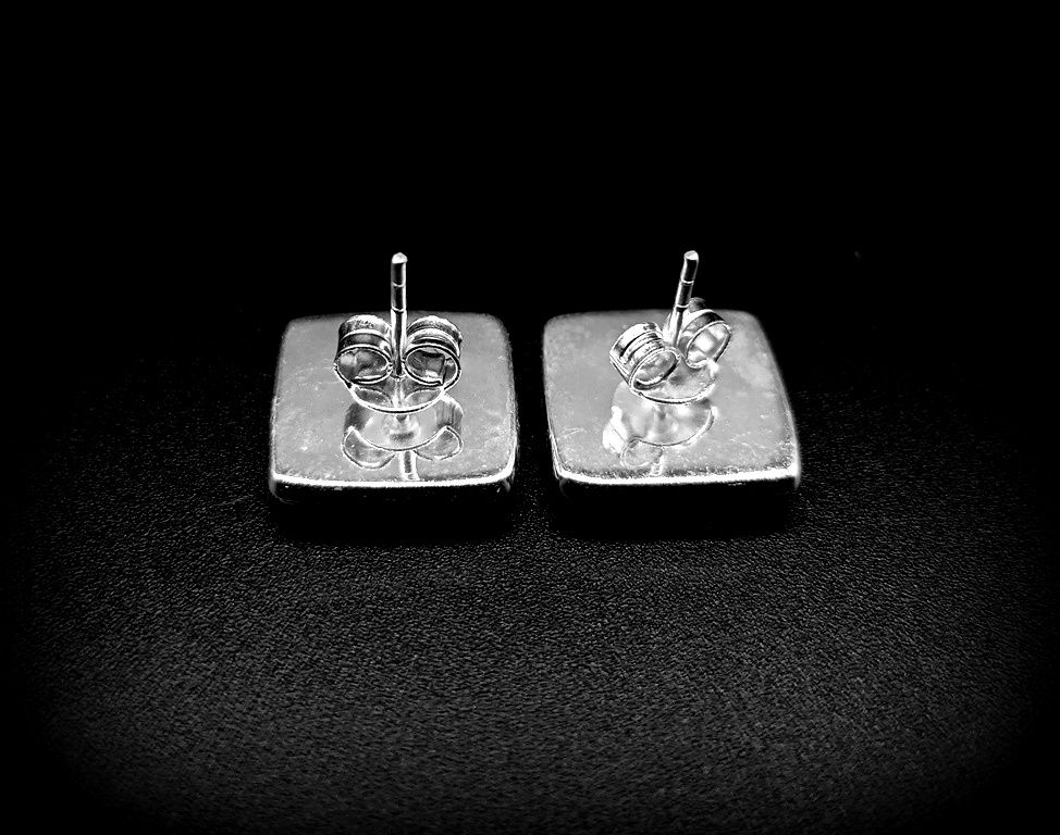 Thumbnail: 925 Sterling Silver Square Shape Studs Blank Bezel Setting, Gemstones Bezel.