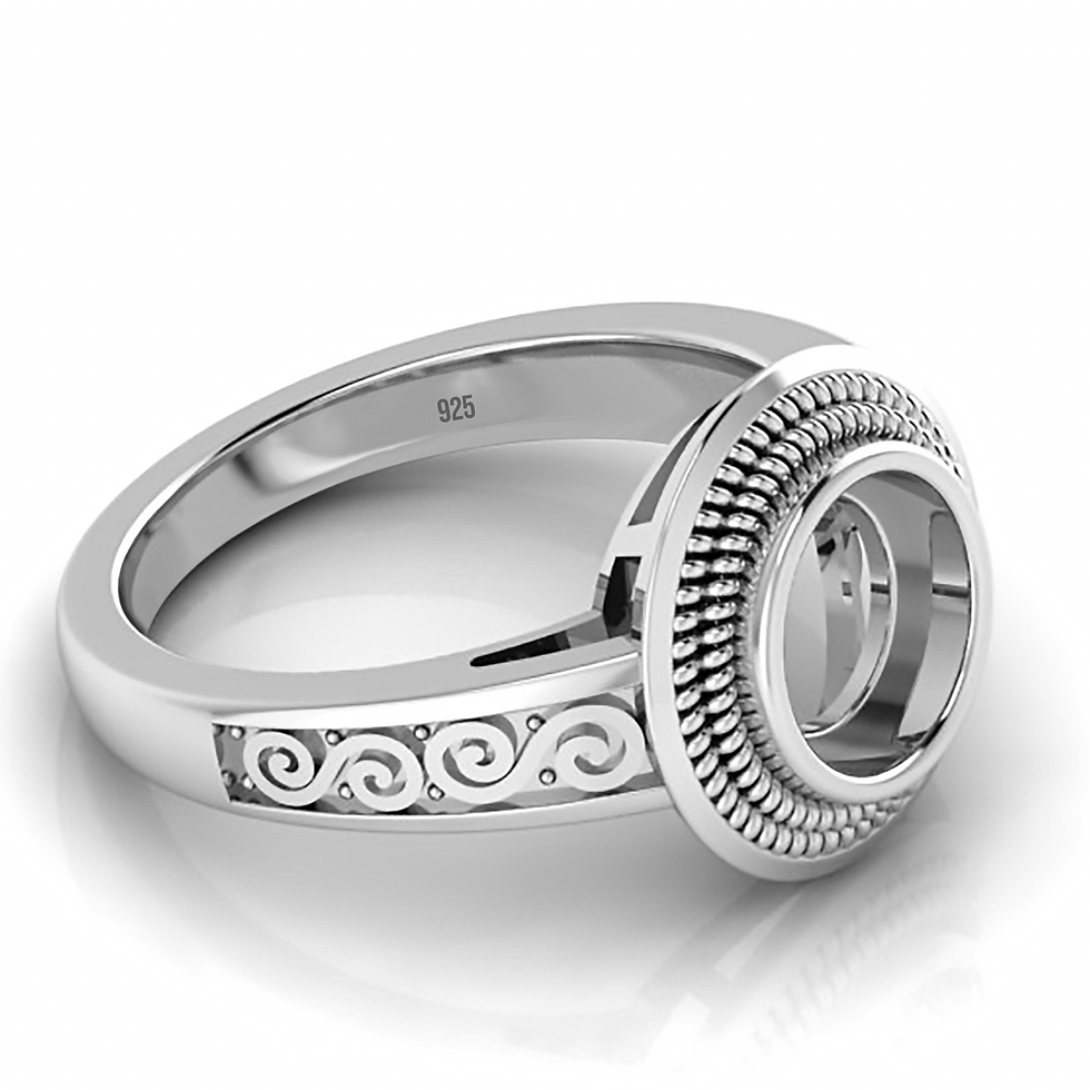 Thumbnail: 925 Sterling Silver 8 MM Round Shape  Bezel Ring Setting.