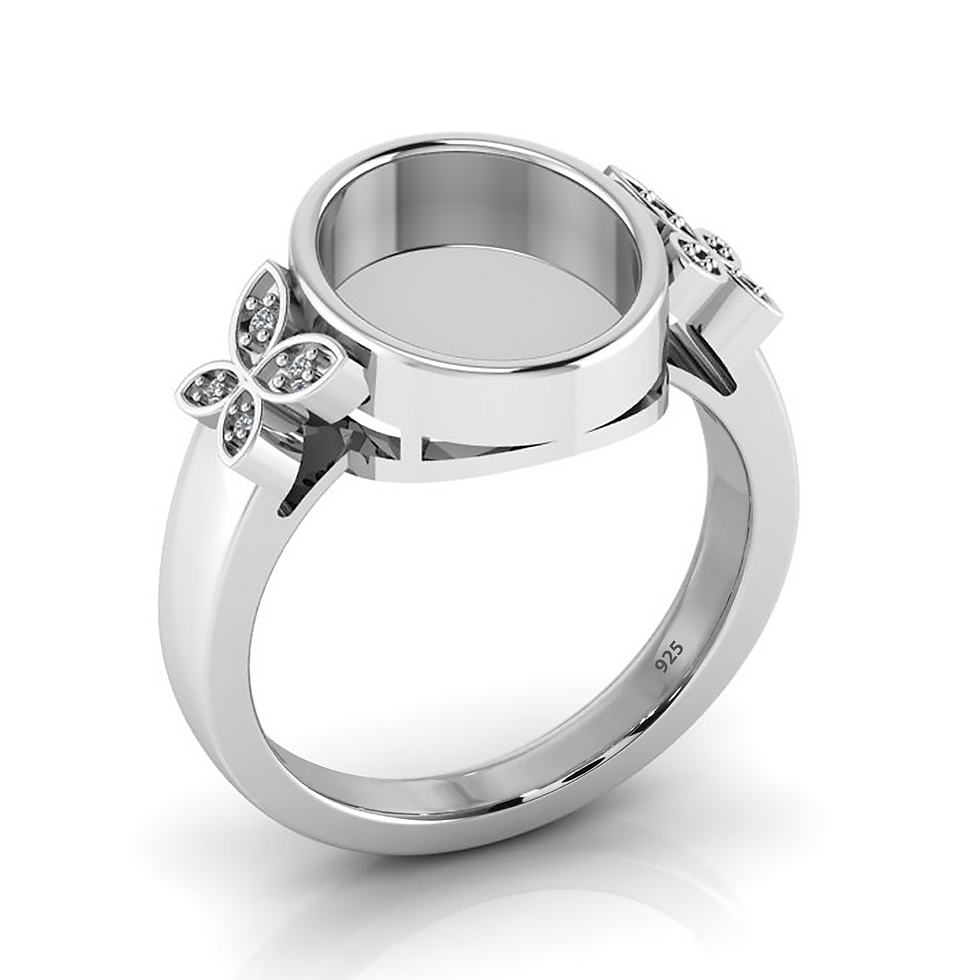 Thumbnail: 925 Sterling Silver 12X10 MM Oval Shape Bezel Ring With Setting.