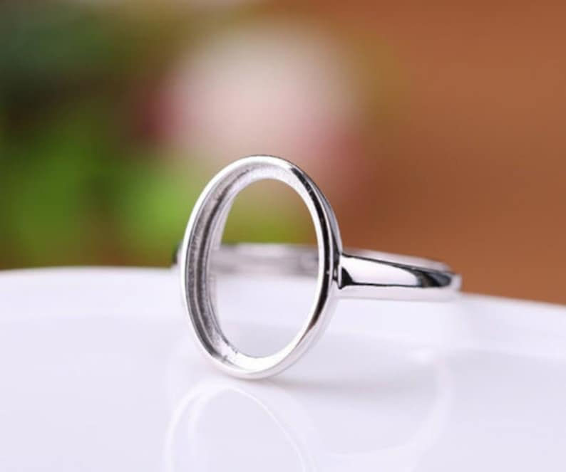 Thumbnail: 925 Sterling Silver Oval Shape Blank Bezel Ring Setting, Bezel For Resin.