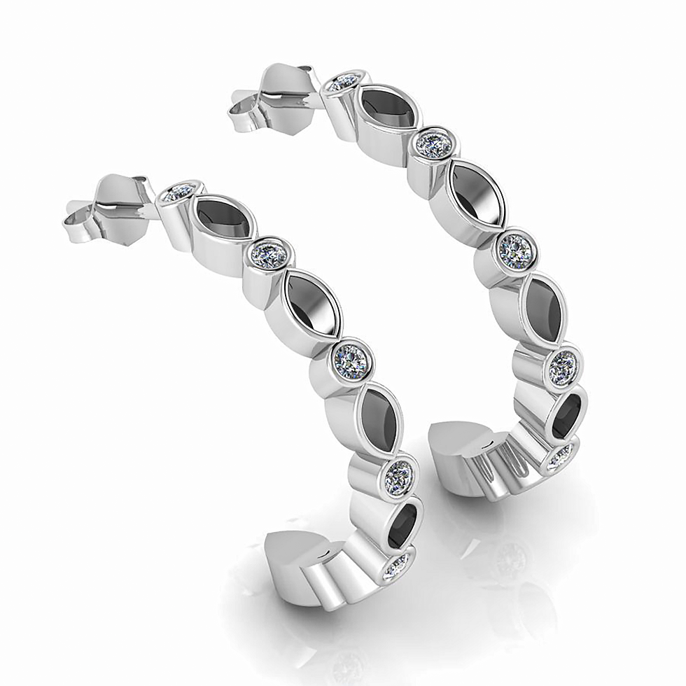 Thumbnail: 925 Sterling Silver 4X2 MM Marquise Shape Earrings Base With CZ Gemstone,