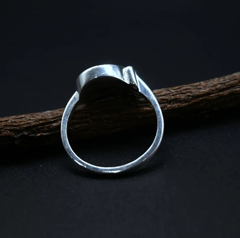 Thumbnail: 925 Sterling Silver Pear Shape Handcrafted Blank Bezel Ring Setting DIY With CZ,