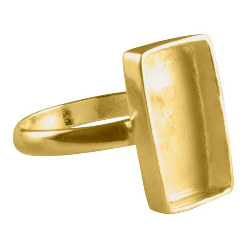 925 Sterling Silver Bezel Cup For Rectangle Gold Plated Ring Making