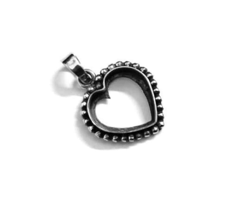 925 Sterling Silver Heart Shape Handcrafted Pendant Bezel Setting For Resin Work