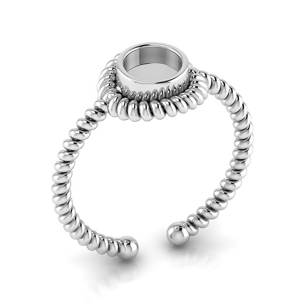 Thumbnail: 925 Sterling Silver Round Shape 6 MM Blank Bezel Ring With Rope Wire.