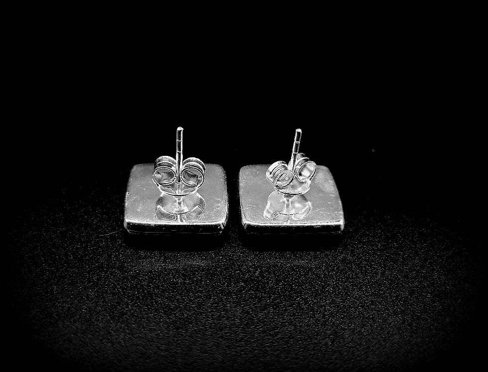 Thumbnail: 925 Sterling Silver Square Shape Studs Blank Bezel Setting, Gemstones Bezel.