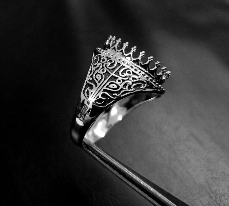 Thumbnail: 925 Sterling Silver Oval Shape Men's Ring DIY Crown Setting, Blank Ring Base,